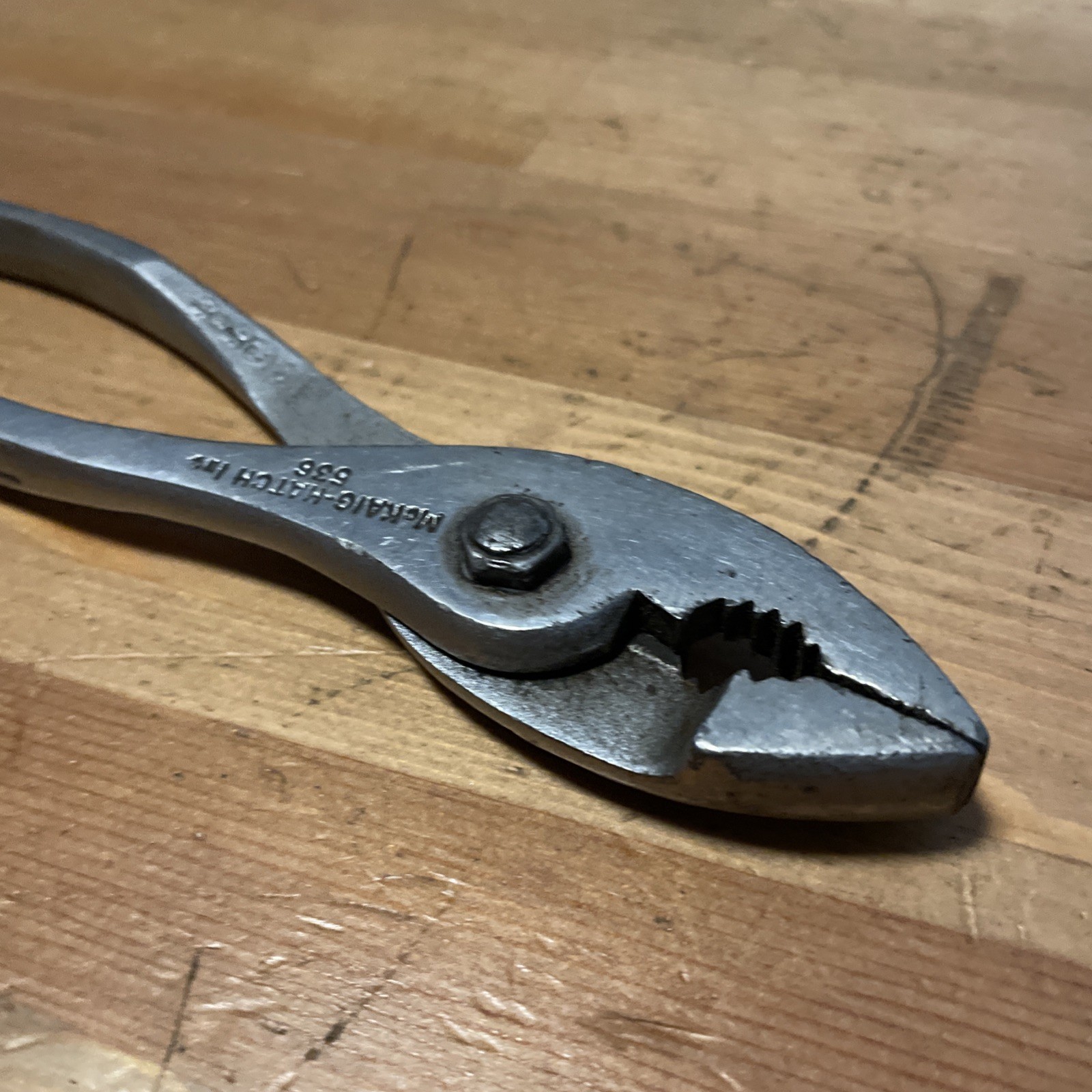 Mckaig-Hatch 6.5” Slip Joint Pliers 536 MH Circle Textured Handle USA Vintage
