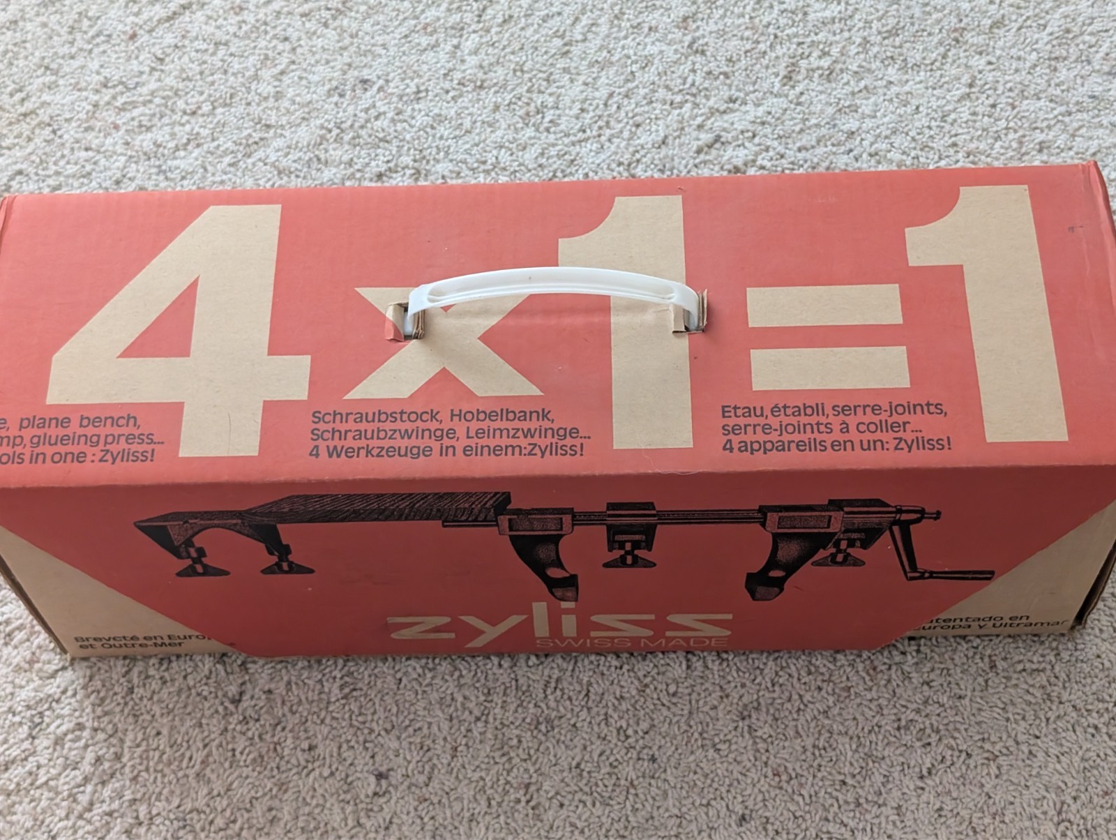 Vintage Zyliss 4×1=1 multi-purpose bench clamp w/orig box, Made in Switzerland