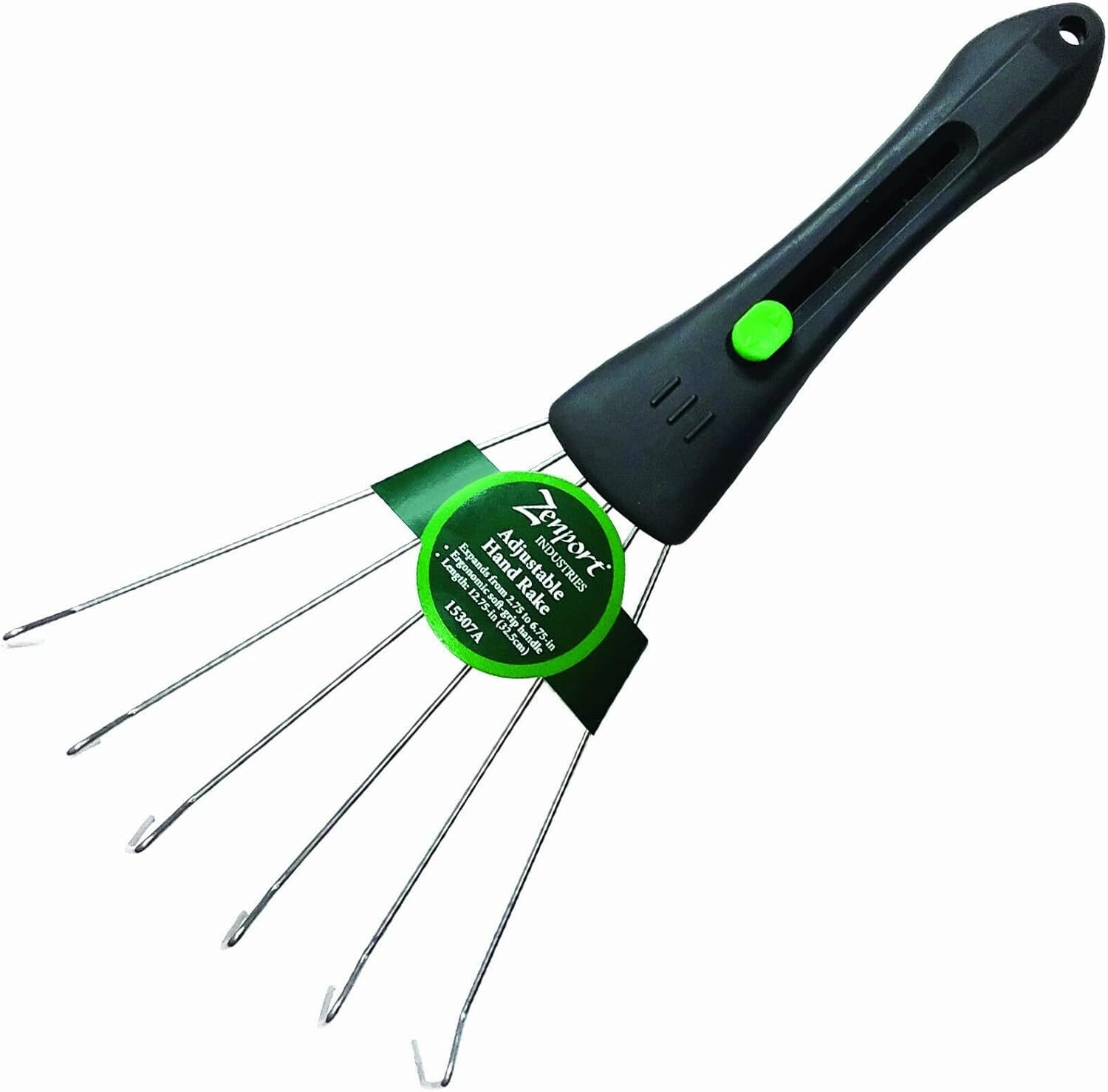Zenport 15307A Garden Adjustable Hand Rake, Expands from 2.75 to 6.75-inches
