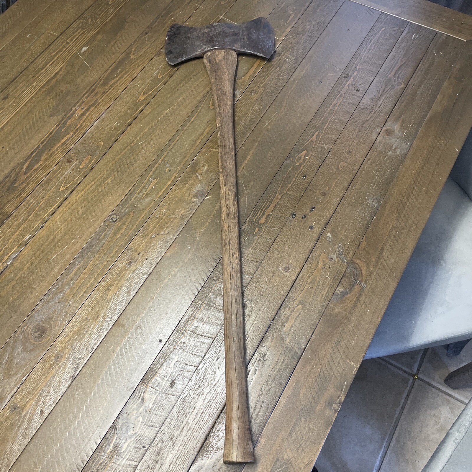Vintage Knot Klipper Warranted Felling Double Bit Axe Mann Lewiston PA 35”
