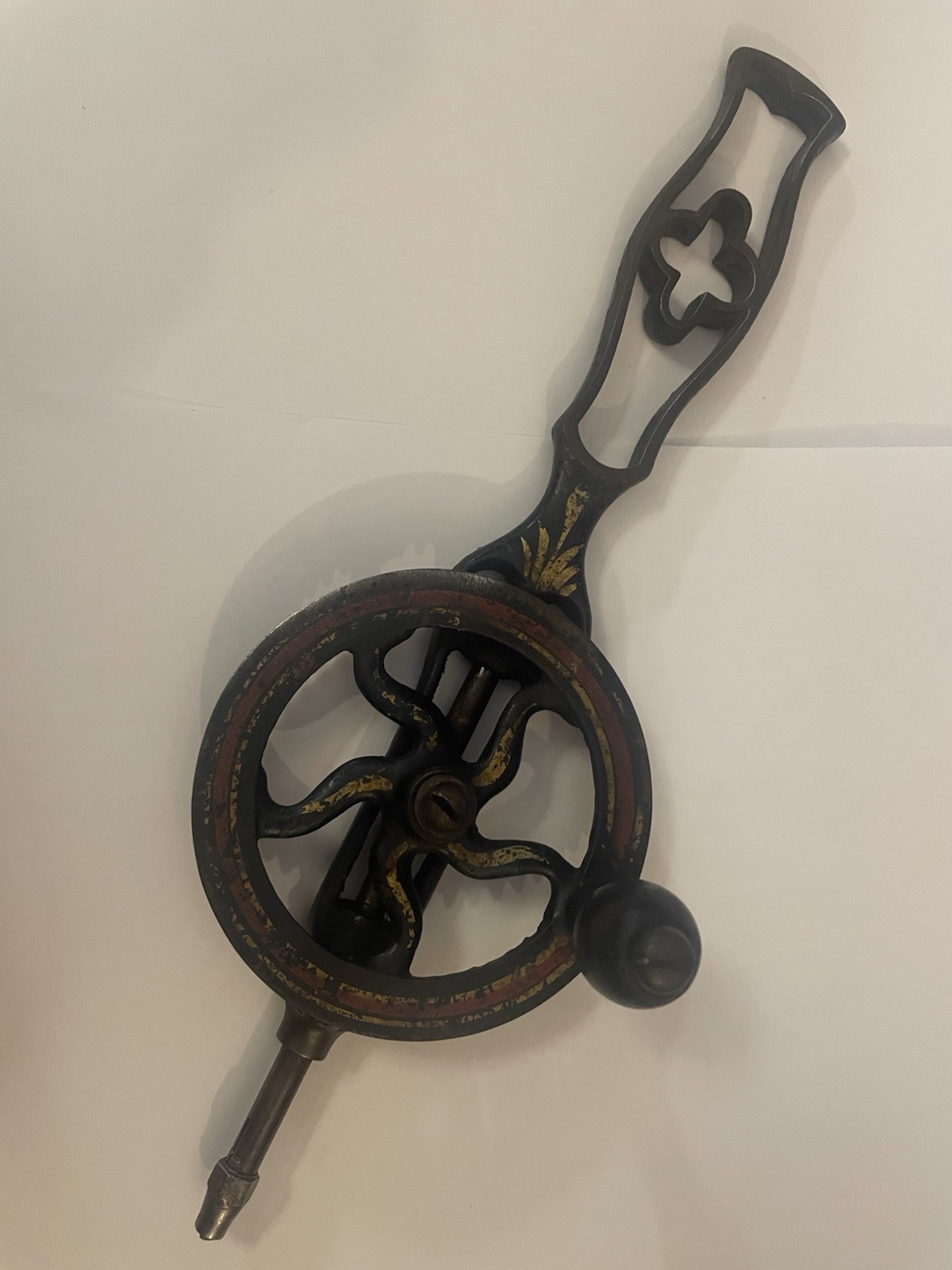 Ornate Pinstriped WHITNEY’S Eggbeater Hand Drill 10 1/2″ 1880’s Tower Lyon🌺🌺