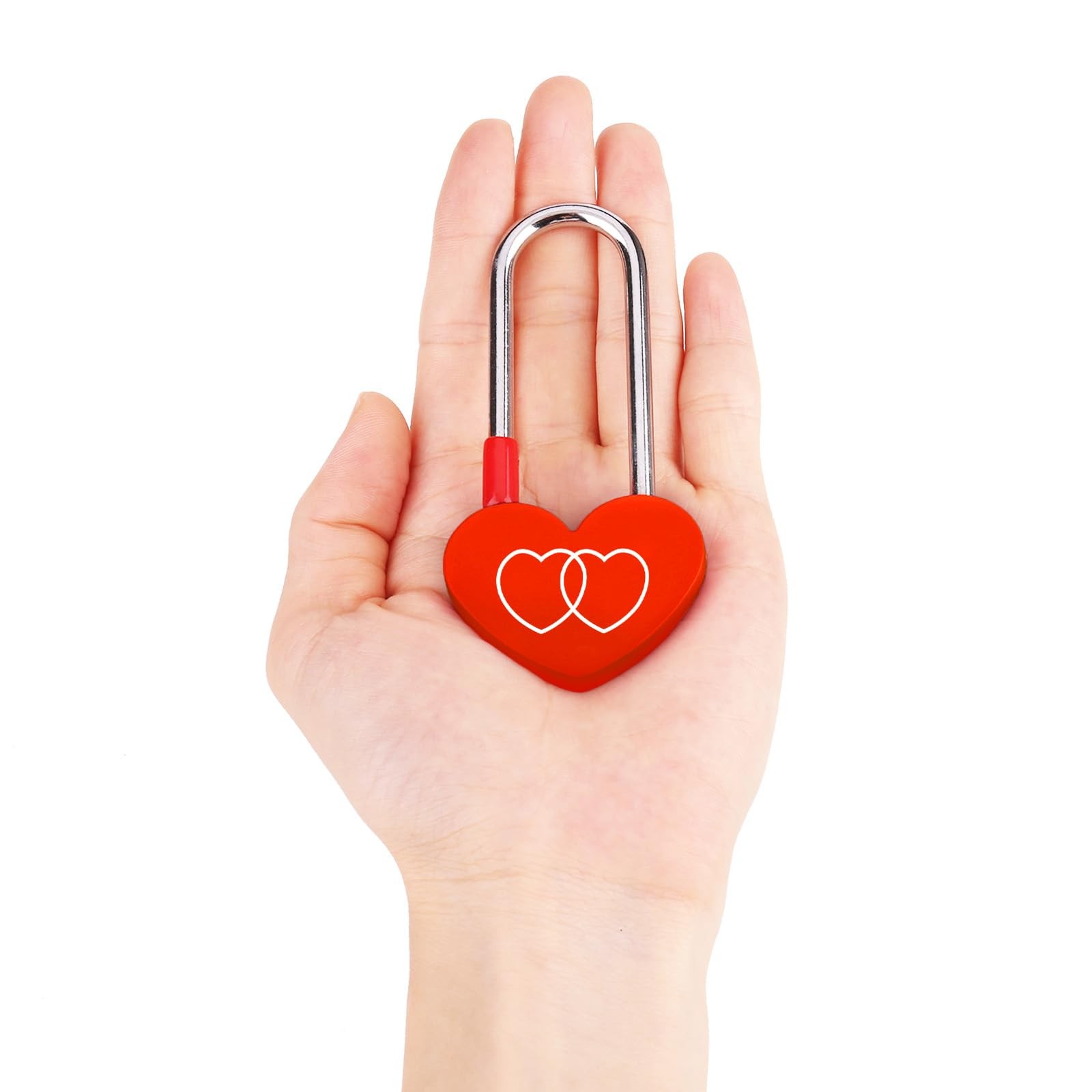 2PCS Red Love Unity Lock Single Heart Padlock 3.5″ 50mm Aluminum (No Key)