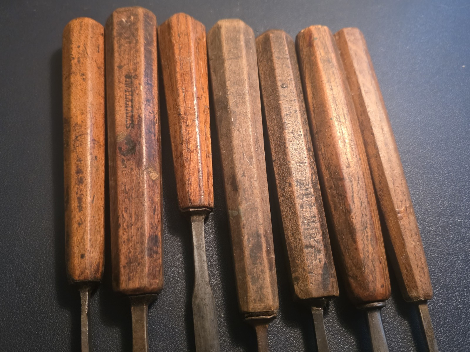 Early Octagon Set Of 7 Vintage Carver’s Wood Carving Tool Ward, Greaves + Others