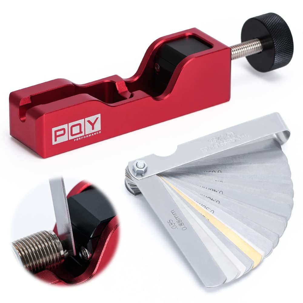 PQY Universal Spark Plug Gap Gapping Tool with 32 Blade Feeler Gauge Red