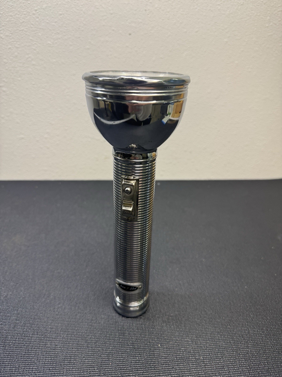 Vintage Sears Best Metal Flashlight Chrome Ribbed Body Tested Working USA