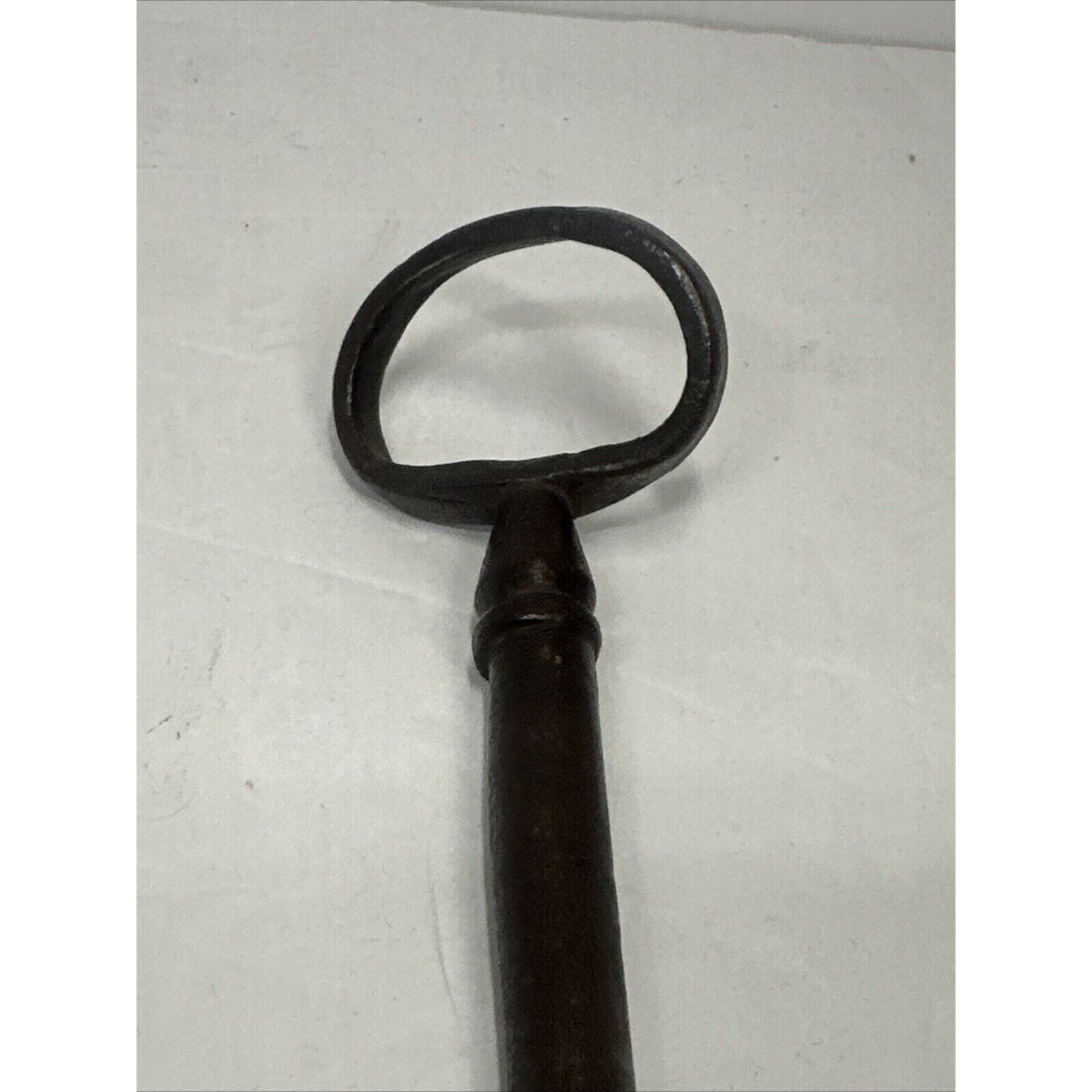 Large Early Antique Wrought Iron Skeleton Key 7 Inch Hand Forged Farmhouse