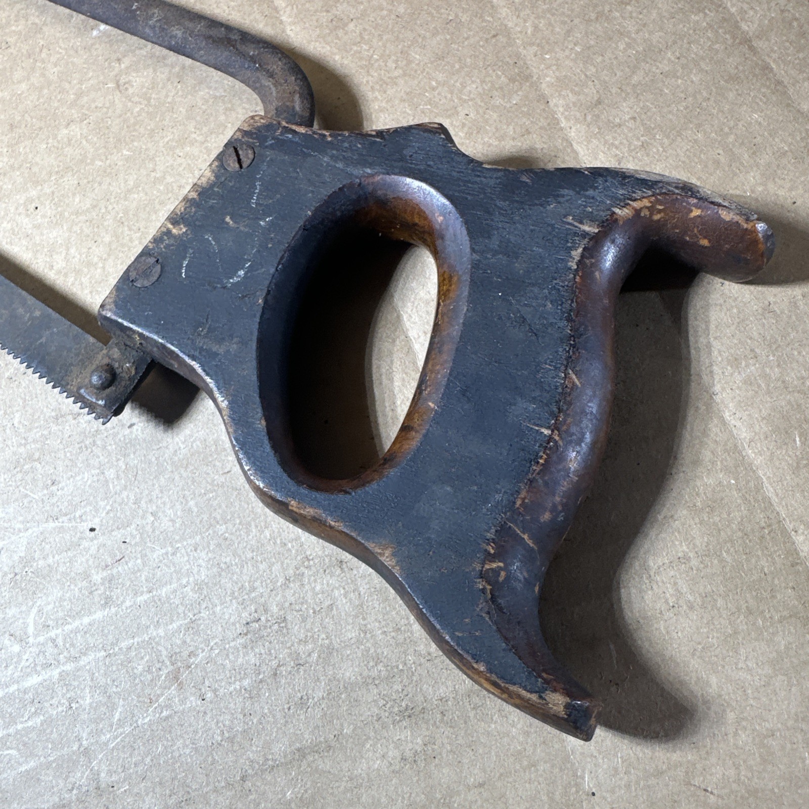 Vintage Saw Hack Saw Meat Saw Wood Handle 12″ Blade Primitive Farm Wood Steel