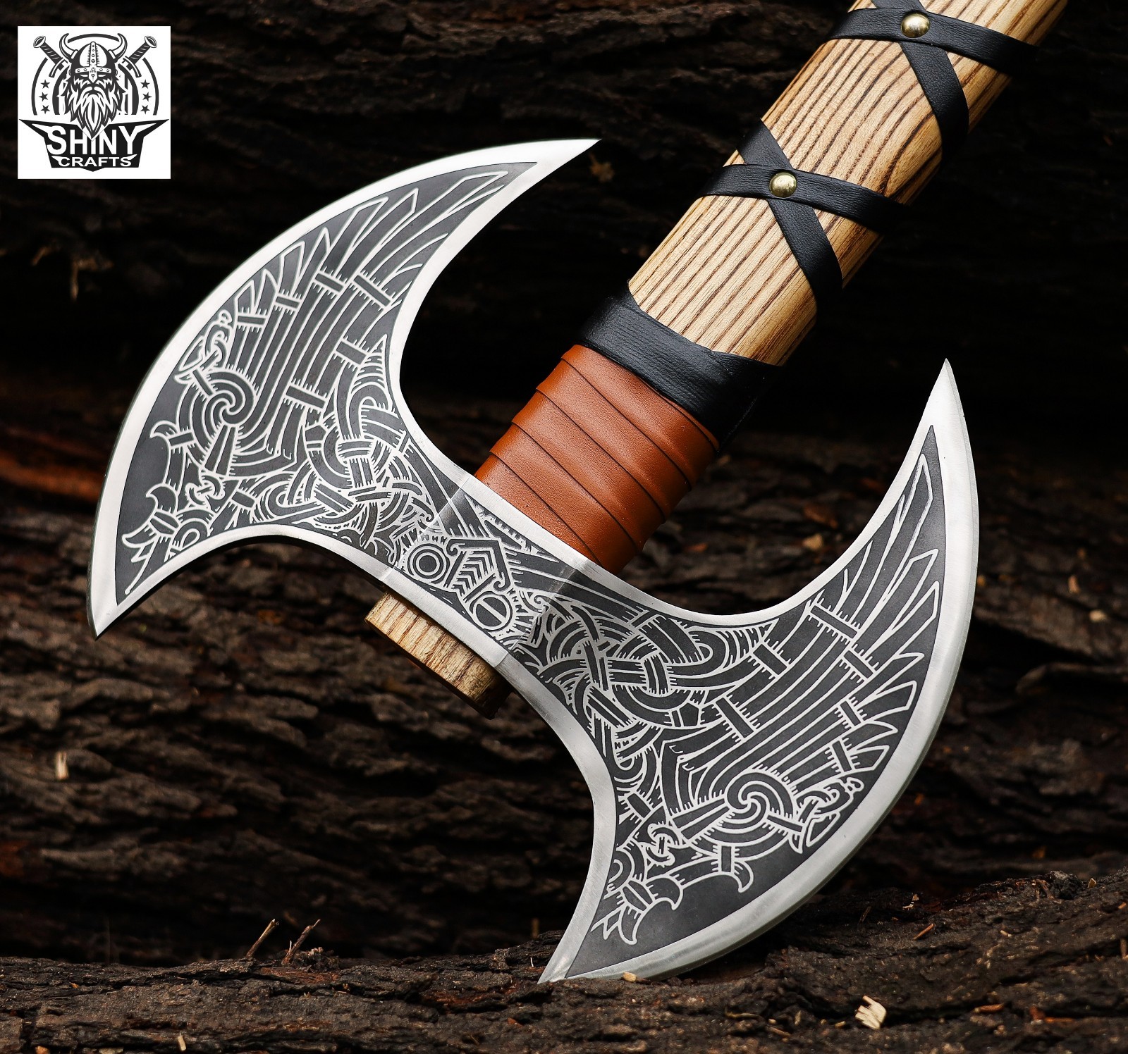 27″ Camping Axe Tomahawk Viking Bearded Axe Chirstmas Gifts Odin’s axe SCA-13-A