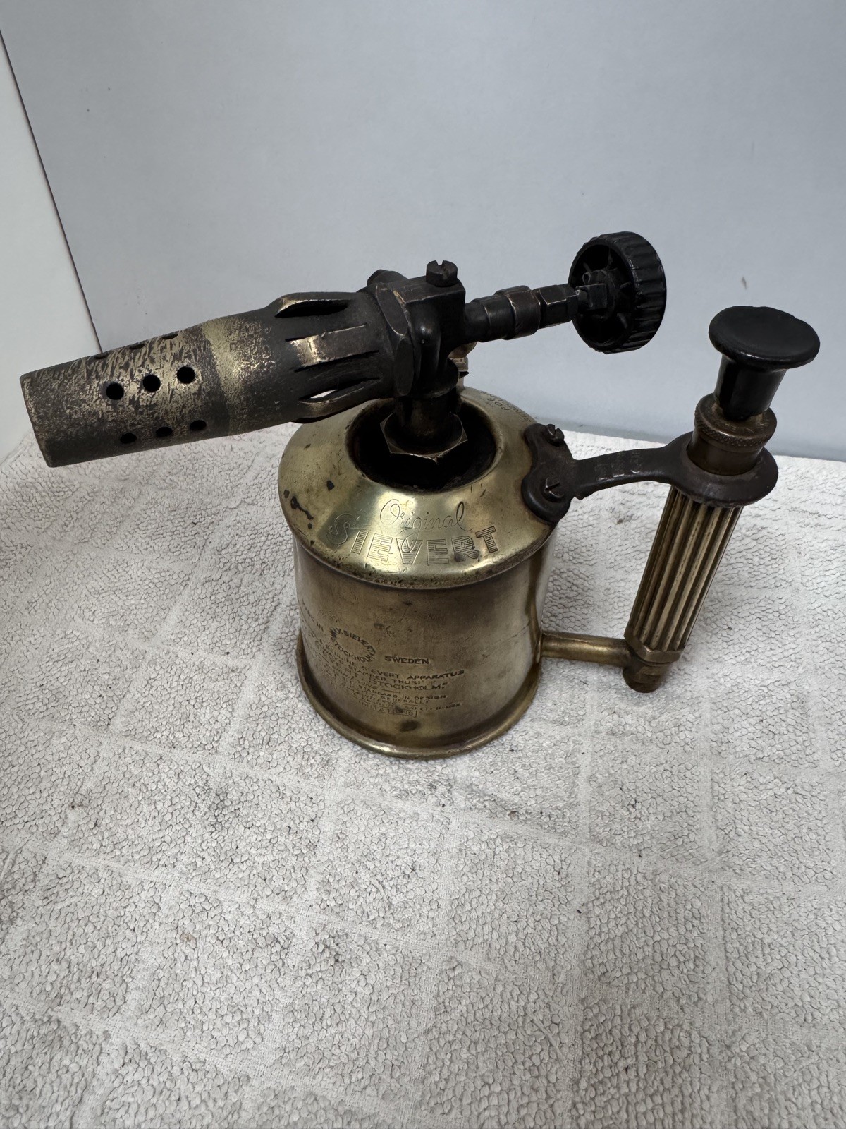 Max Sievert Vintage Blowlamp Type 223 Stockholm Brass Good Condition Brass