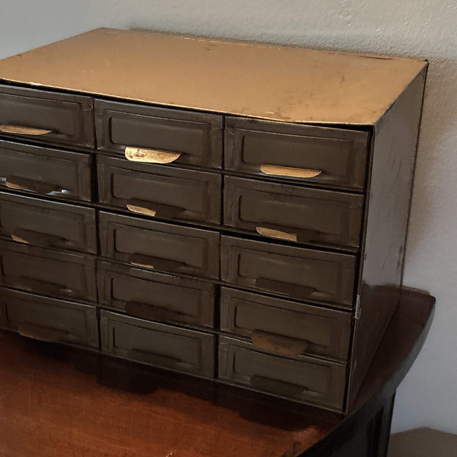 Vintage 15 Drawer Rare Chest Small Parts Drawer Metal Cabinet 1940’s Industrial