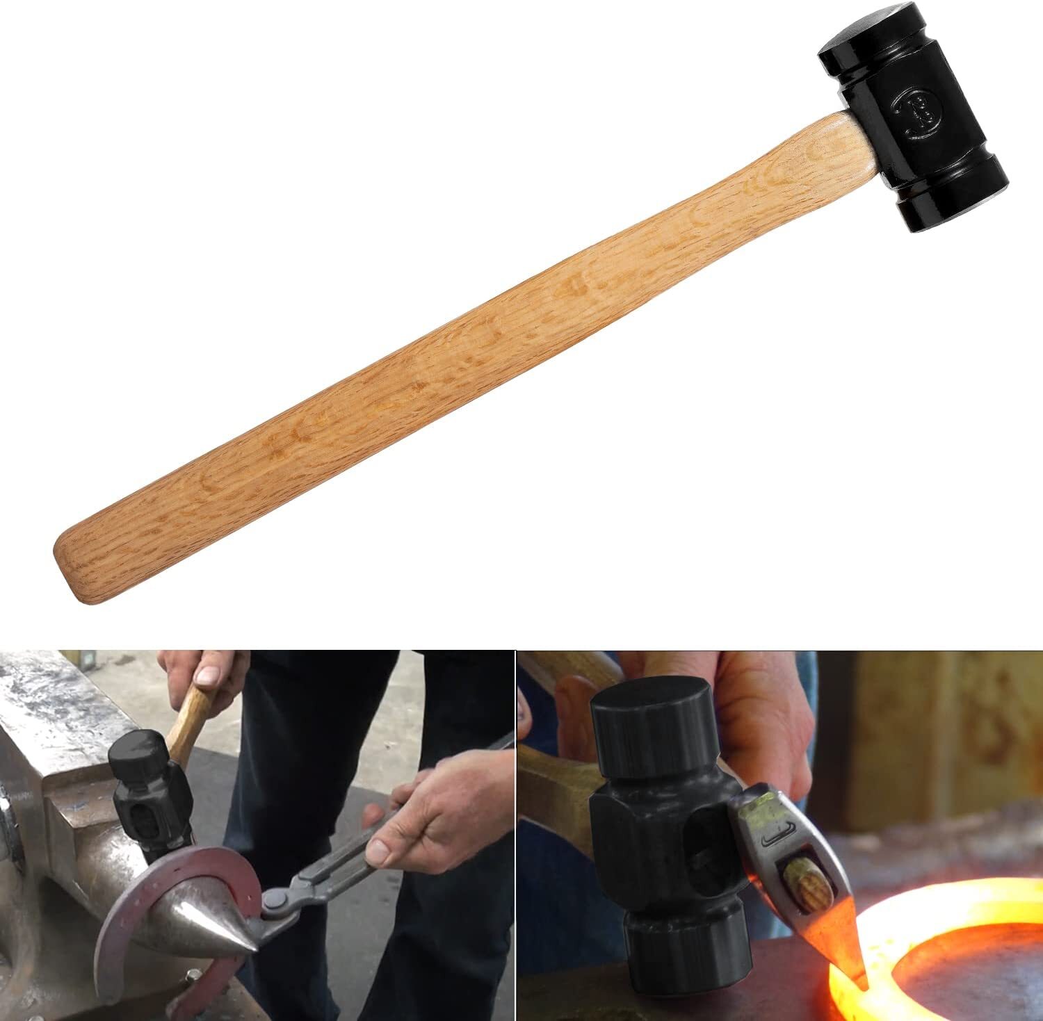 61B 36 OZ Blacksmith Farrier Rounding Hammer Tool For Blacksmithing Forging