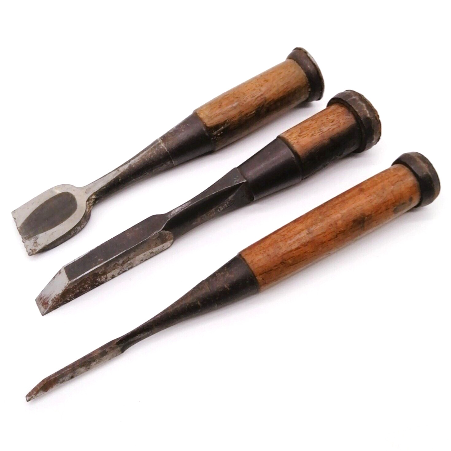 Vintage Japanese NOMI Chisel Set of 3 – Carpenter Woodworking Tool DKA007