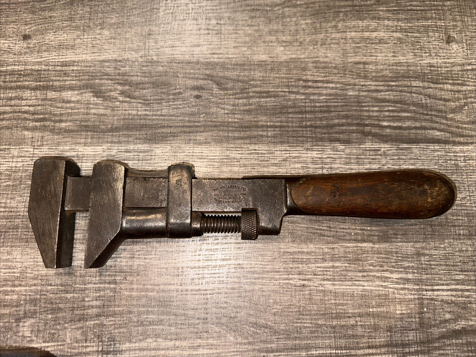 Vintage H D Smith Perfect Handle 9” Adjustable Wrench Pat 1900 Made In USA