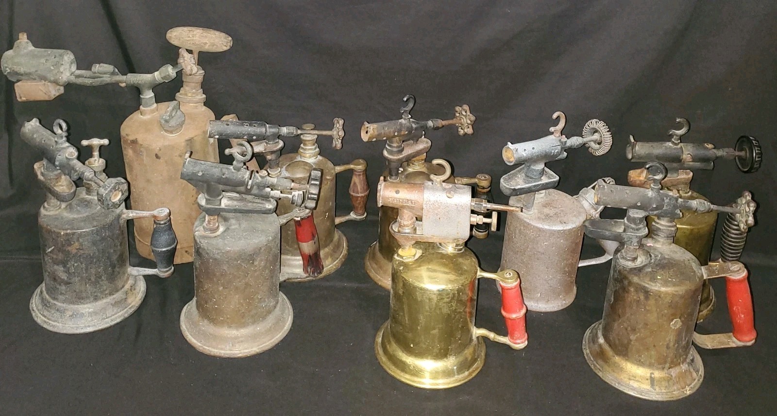 Large Lot Of Vintage Blow Torches, Mixed Brands, Some Brass, Untested, 9 Total