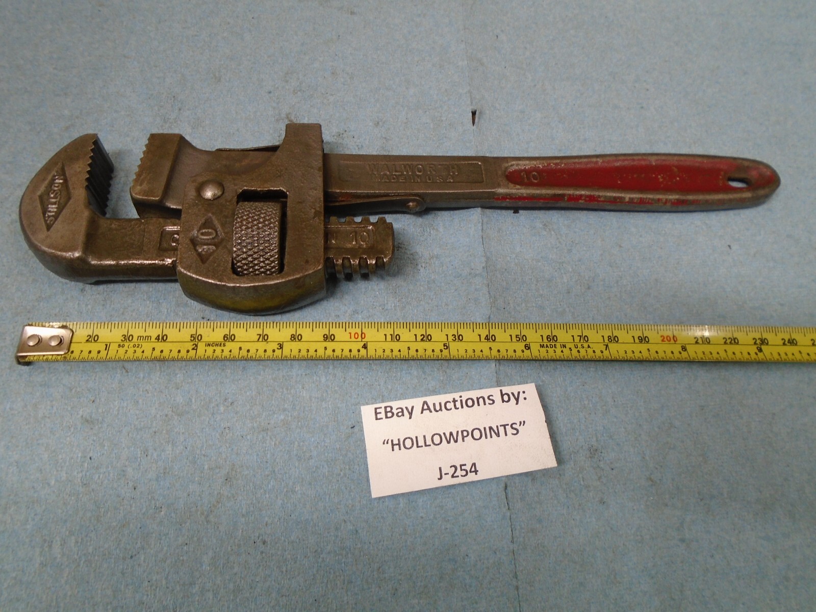 Walworth Stillson vintage Pipe Wrench 10″ Size w/ 2″ Cap. Good Jaws J254
