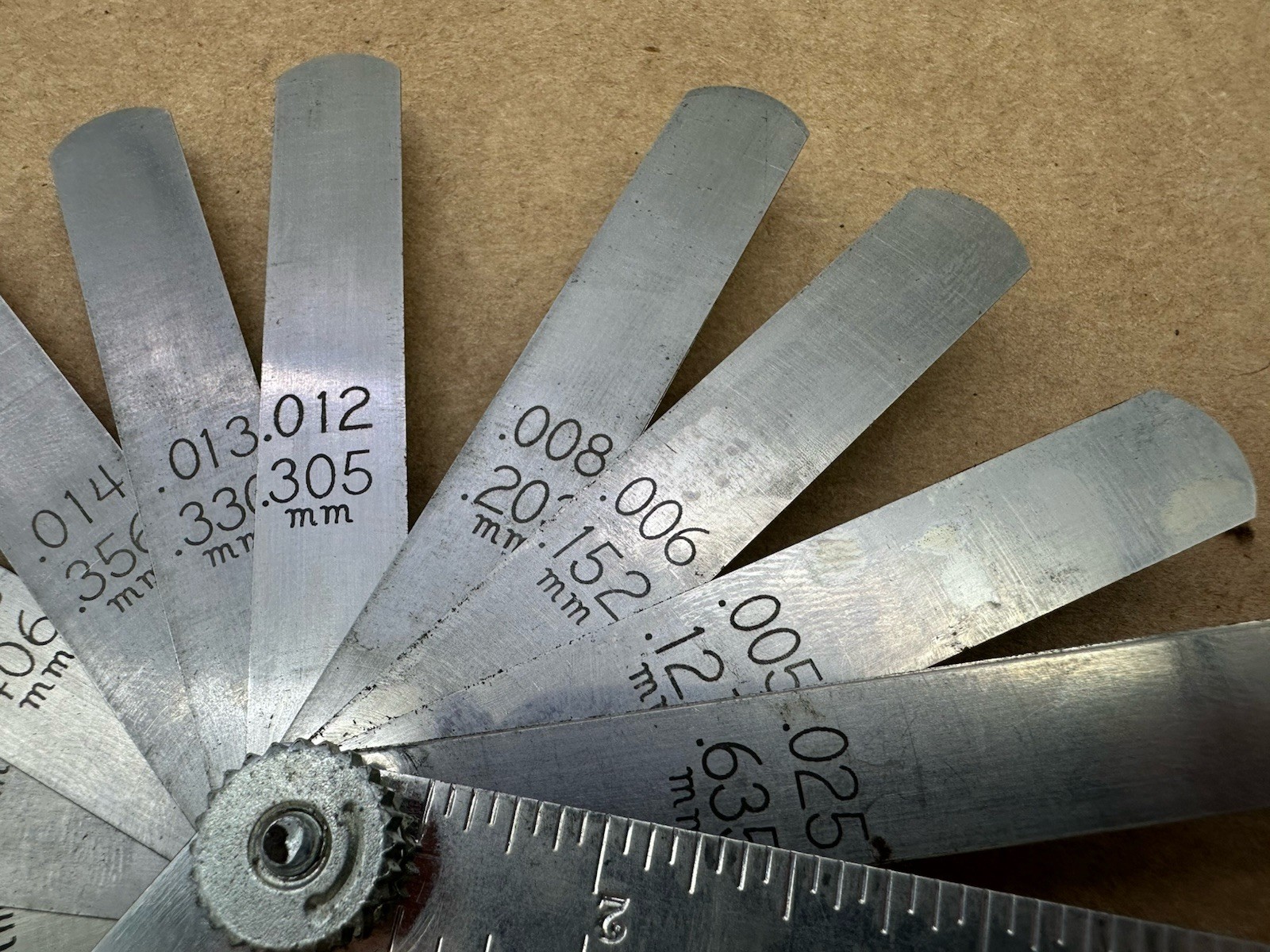 VINTAGE K-D TOOLS NO. 162 BLADE FEELER GAUGE WITH RULER MADE IN USA Nice Shape