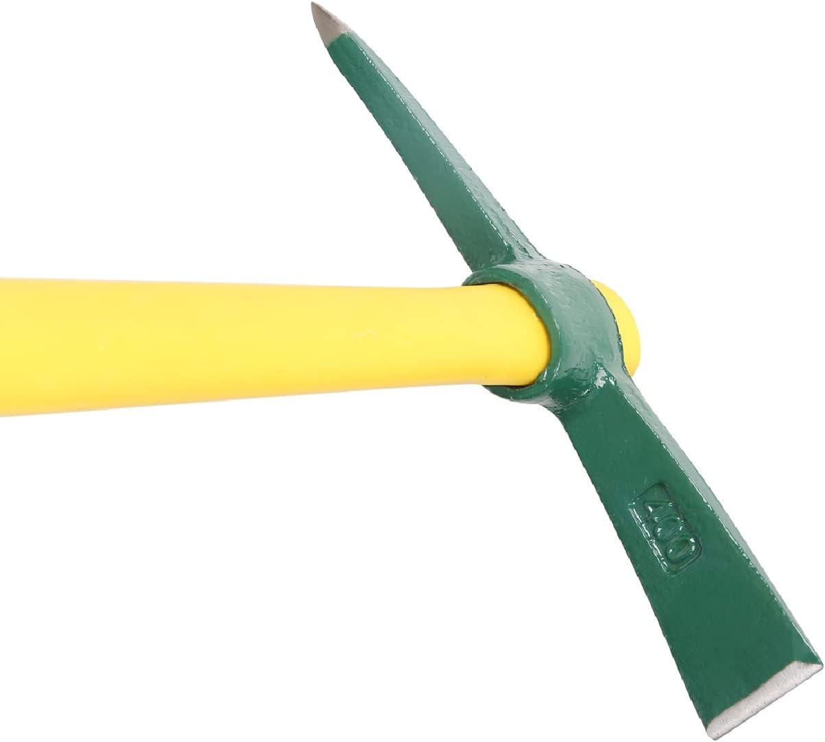 18Inch Pick Axe, Steel Forged Garden Pick, Premium Mattock Hoe with Fiberglass H