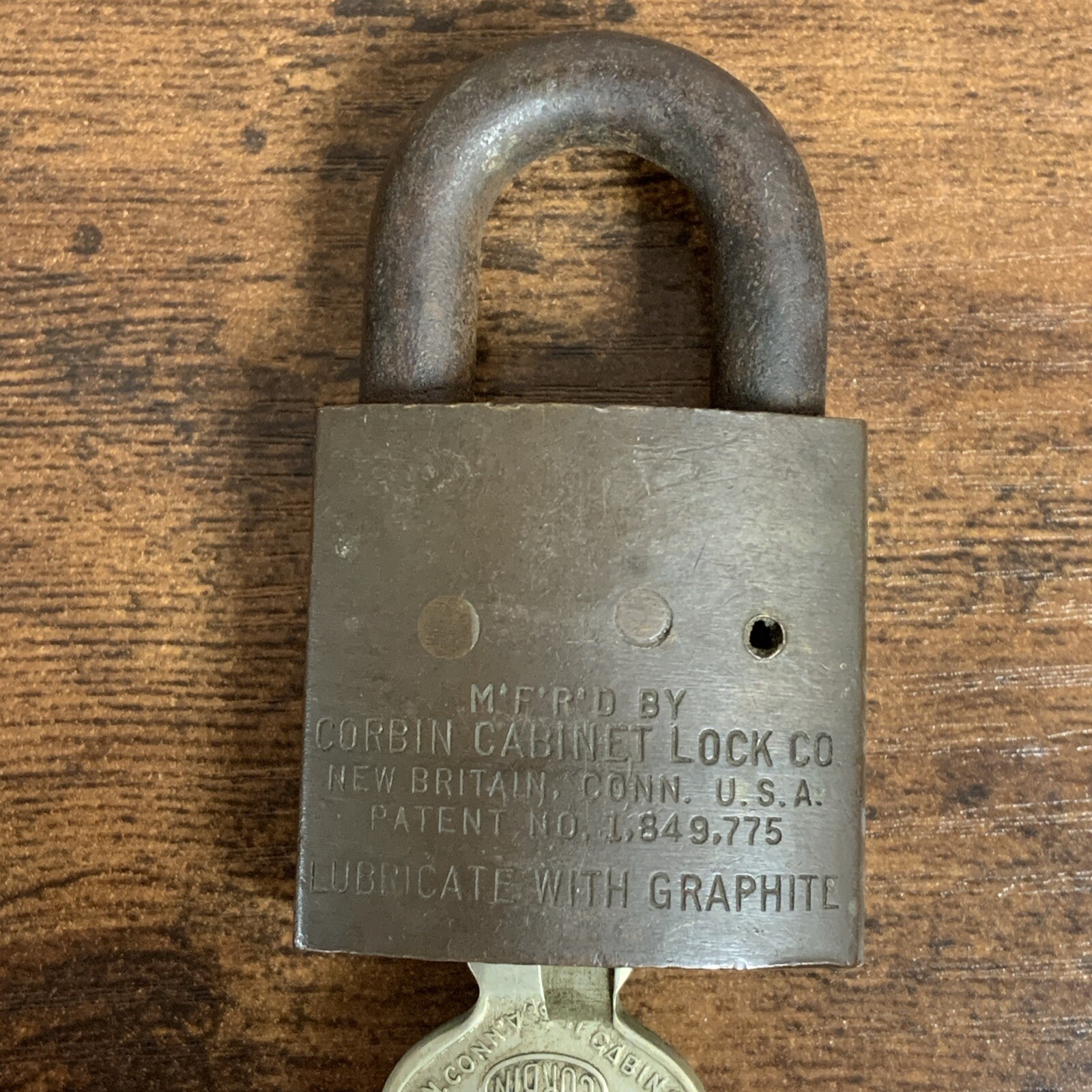 Vintage Corbin Cabinet Chas. Tousch UTILITIES? PADLOCK Lock w/ KEY