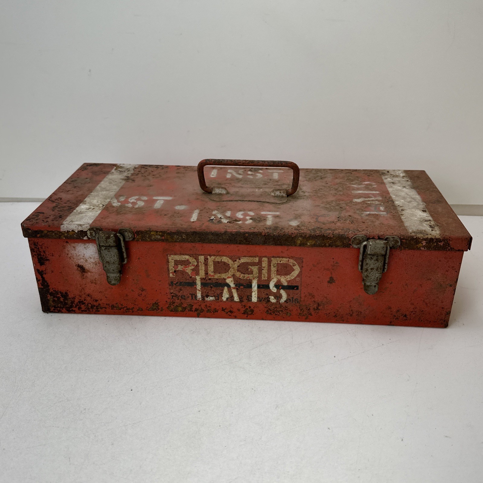 Vintage Ridgid Tool Box Red Metal LAIS As Is