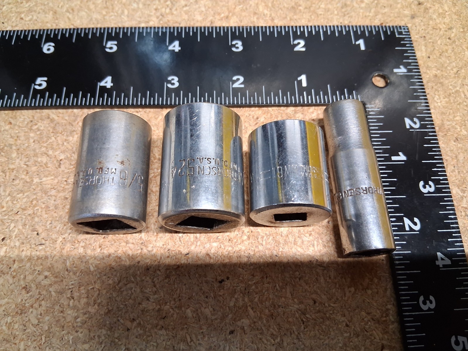Vintage THORSEN sockets Lot Of 4 3/8+1/2 Drive Made In USA