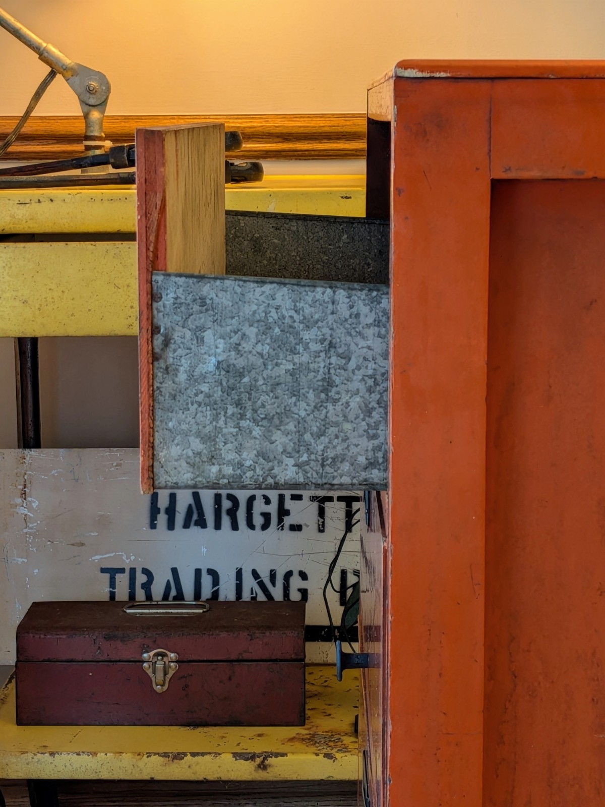 Vintage Industrial Parts Cabinet 4 drawer tool box Dayco Steel Casters – Orange