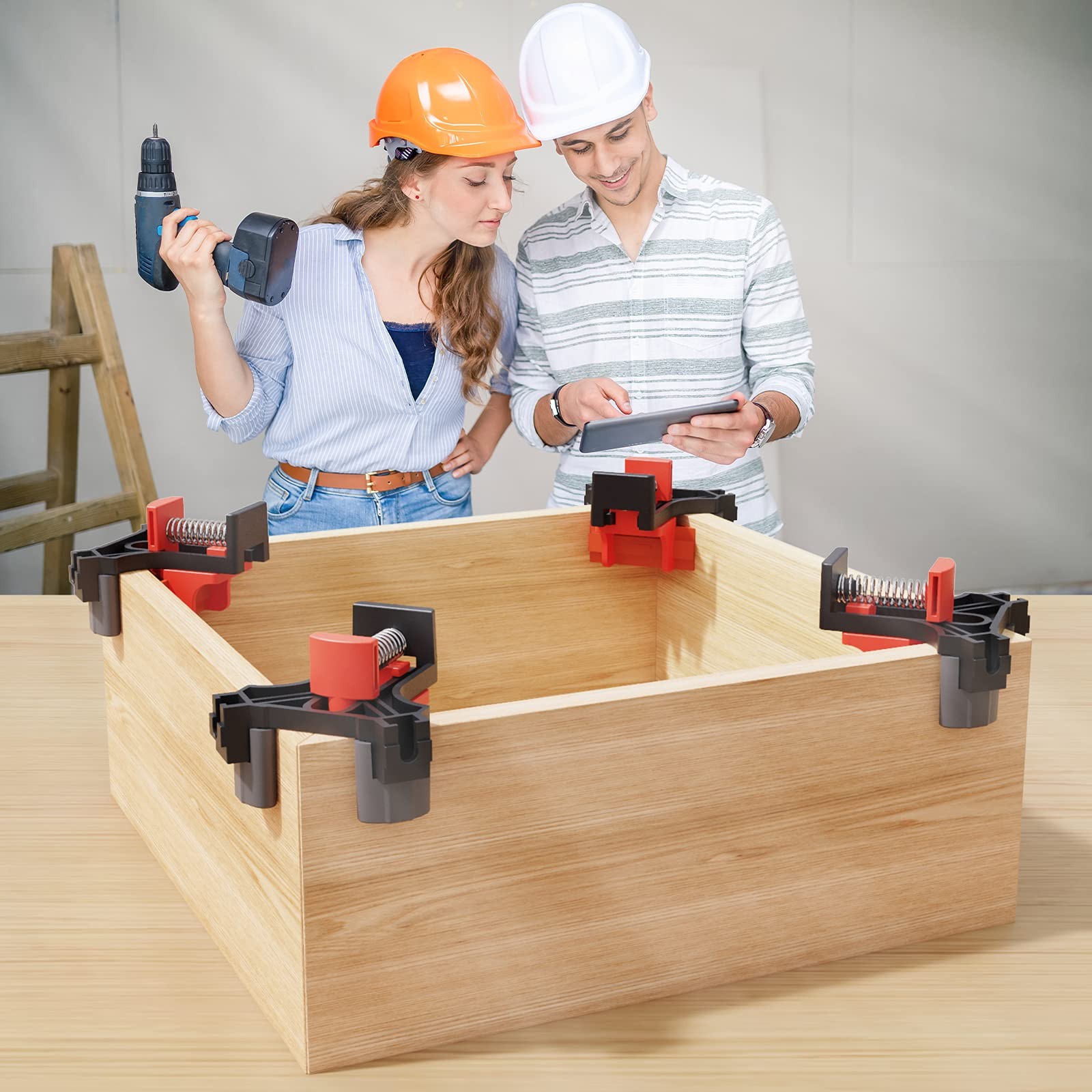 WETOLS Corner Clamp for Woodworking, 90 Degree Right Angle Clamp, Wood Orange