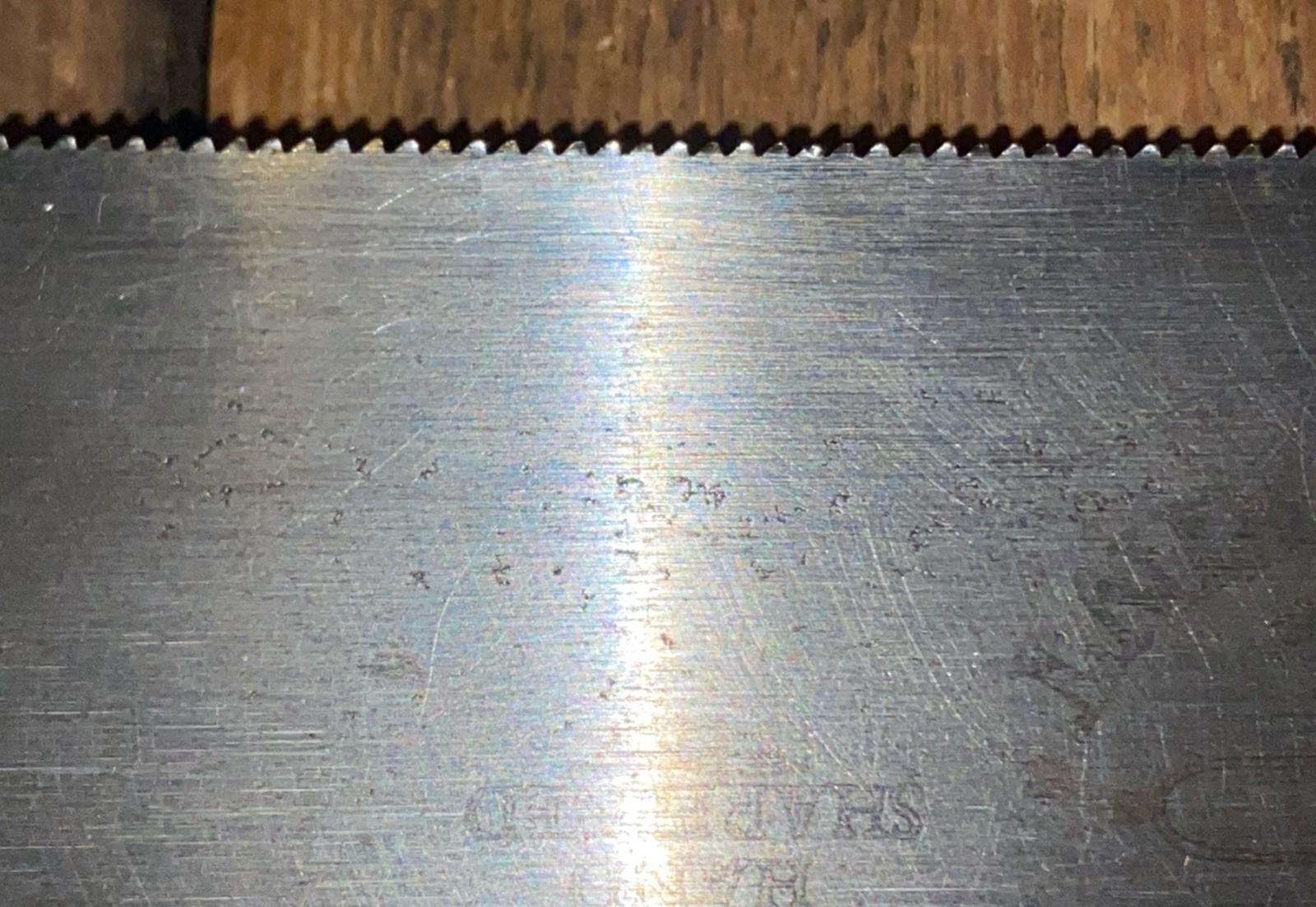 VINTAGE FOOTPRINT BRASS BACKED TENON SAW 10″ 14T – 15PTS CARPENTERS OLD TOOLS