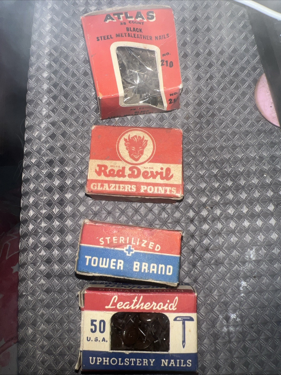 Red Devil Glaziers Points, Tower Brand Tacks, Atlas Nails Leatheroid Nails (4box