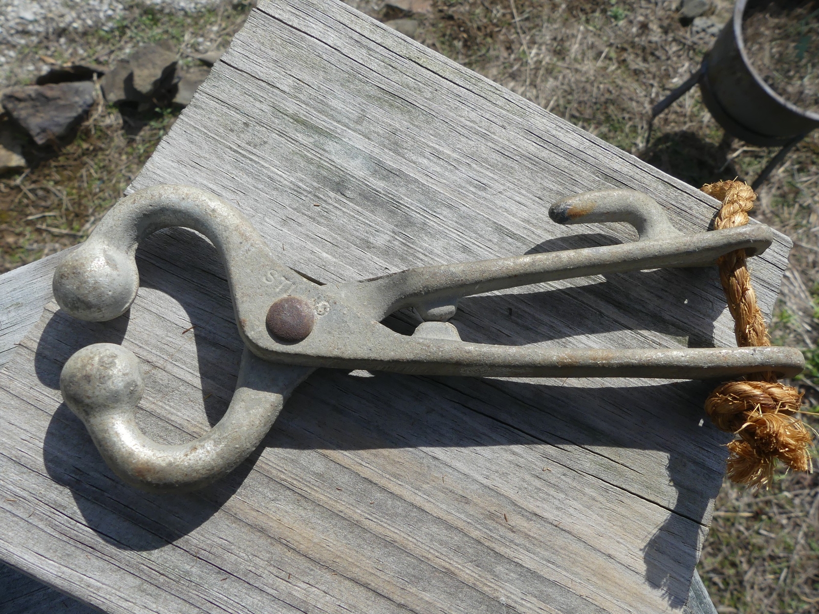 Vintage Durbin Livestock Show Nose Lead Tool w 10ft Hemp Rope Farm Cattle 4-H