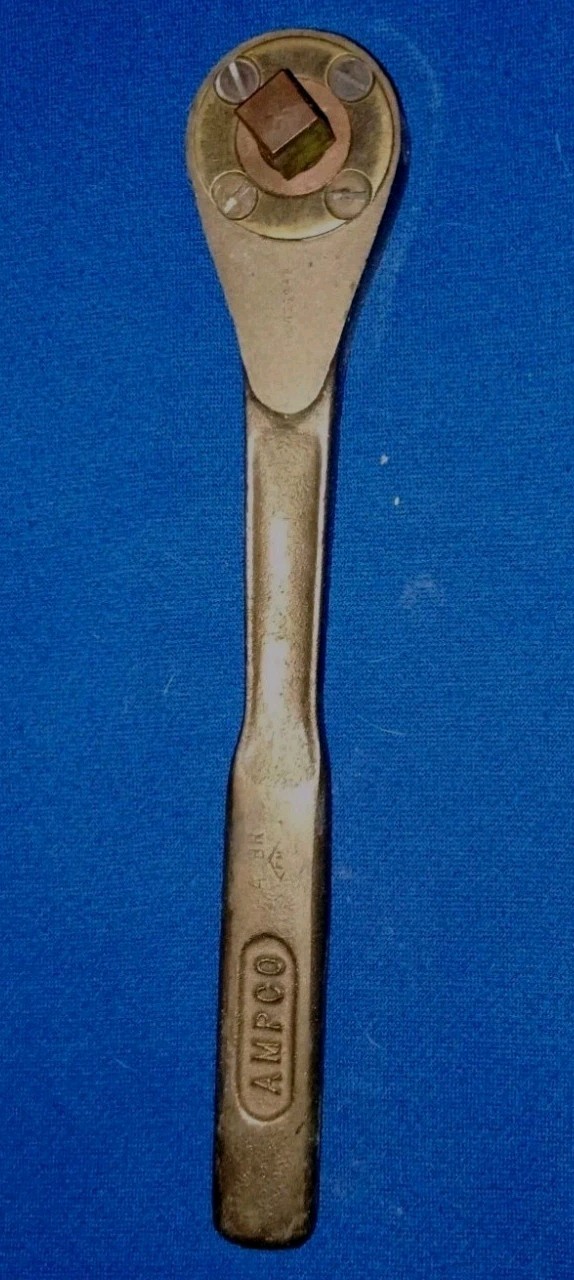 Vintage W141R Brass Beryllium 1/2”Drive Ratchet Wrench Milwaukee Wisconsin AMPCO