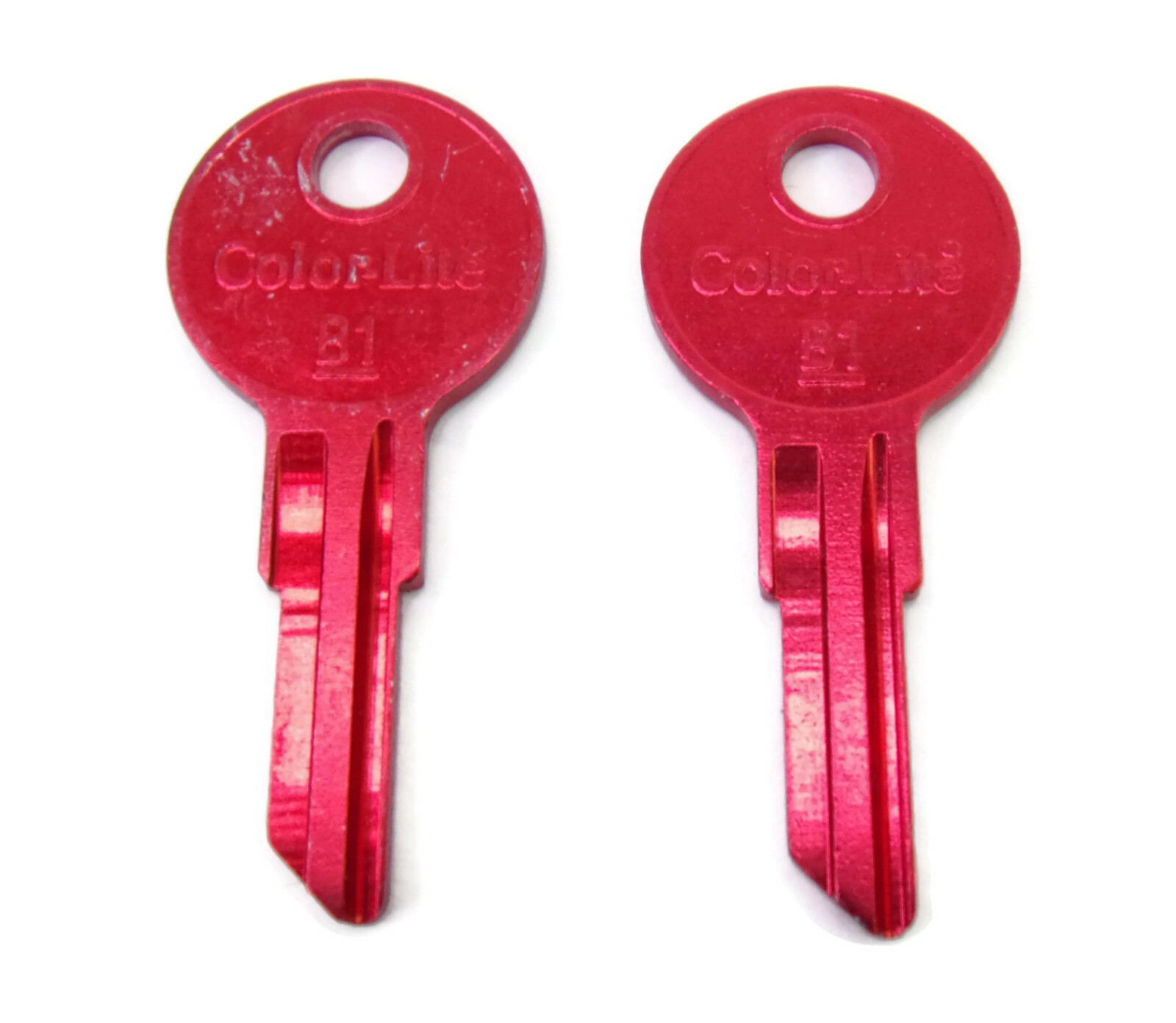 2-pcs B1 RED Anodized Aluminum Key Blanks Car Truck Tractor Key NOS ColorLite