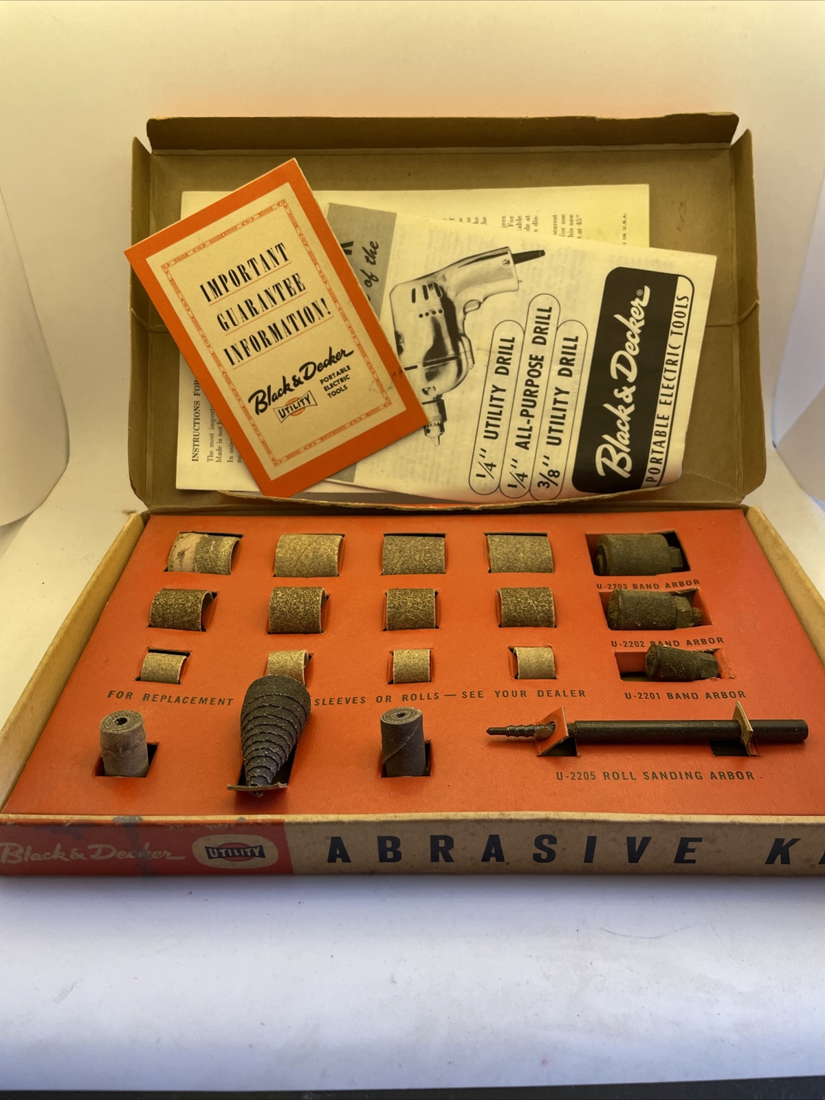 Vintage Mixed Lot Hardware supplies Original Boxes Glue Wire Brush Abrasive Kit