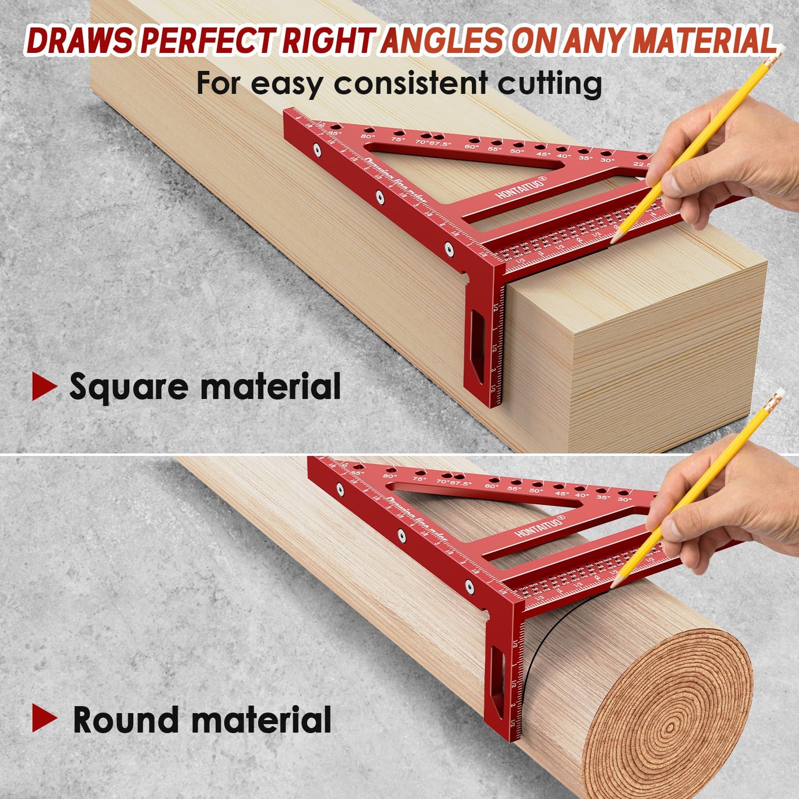 8.5 Inch Large Carpenter Square – Multi-Angle Measuring and Marking & Red