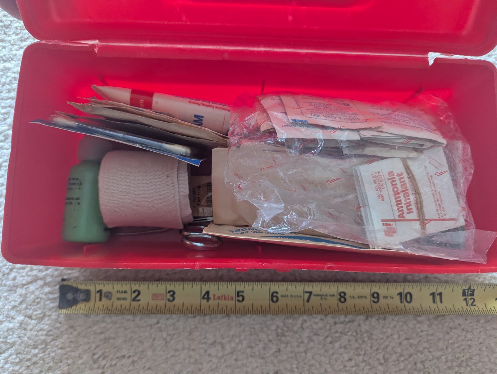 Oxwall Tool Company Red Tool Box Ruler USA 10″ first aid fishing tackle box vtg