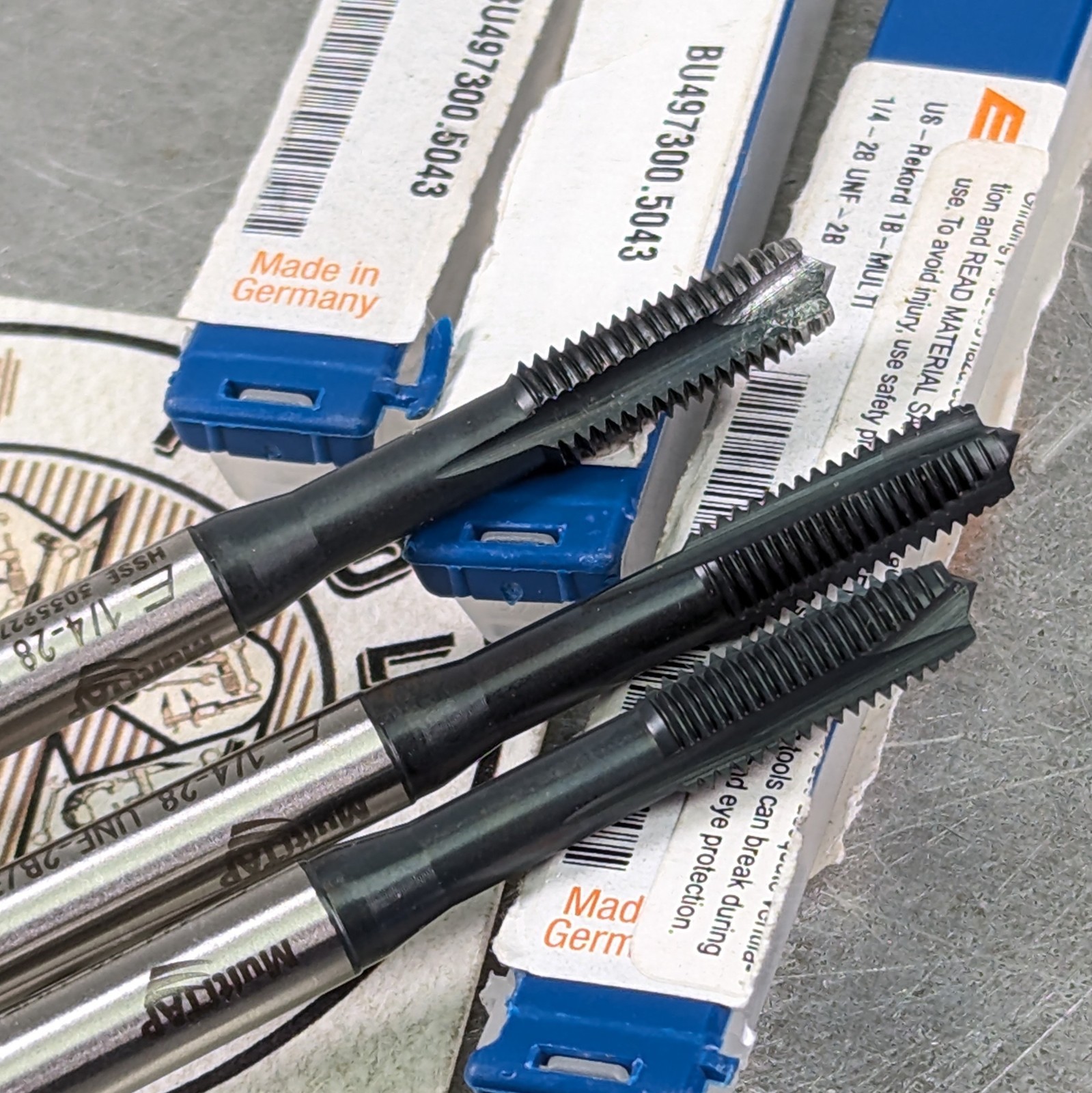 3 Spiral Taps 1/4-28 Sharp! 2B/3B Multi 3-Flute HS EMUGE Machinist Toolmaker{832