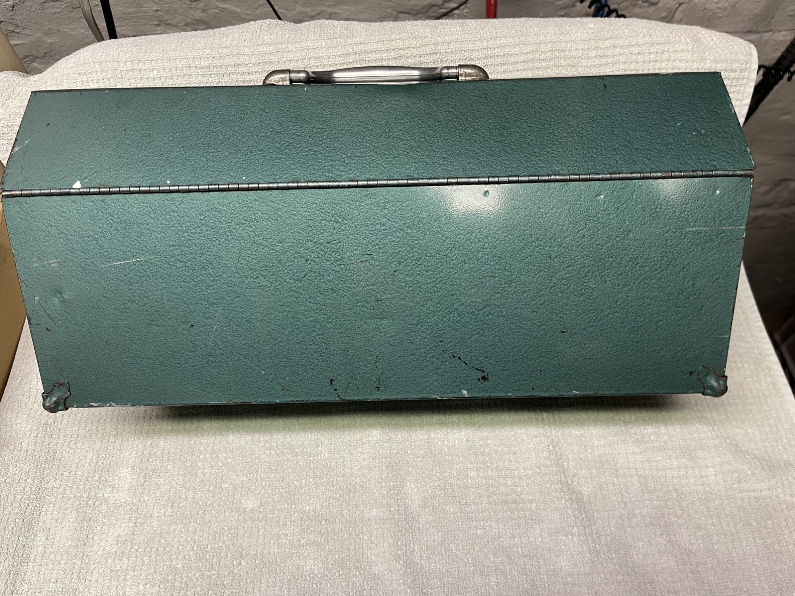 Vintage Waterloo Tombstone Tool Chest 9” X 8 3/4” X 19” Iowa Made in USA