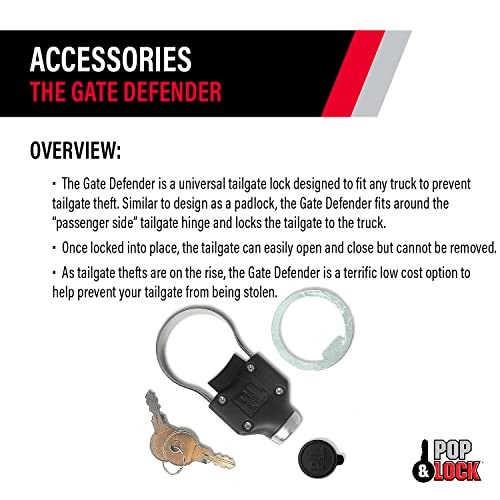 Universal Black Tailgate Lock, Key Lock, PL9900, The Gate Defender, Truck
