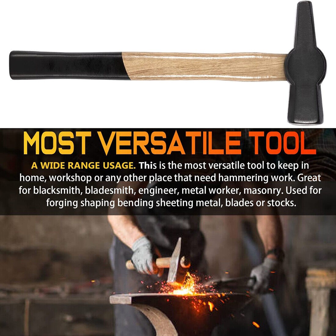 Blacksmiths’ Hammer 0000811-1500 for Knife Making Forge Tongs Vise Anvil Tools
