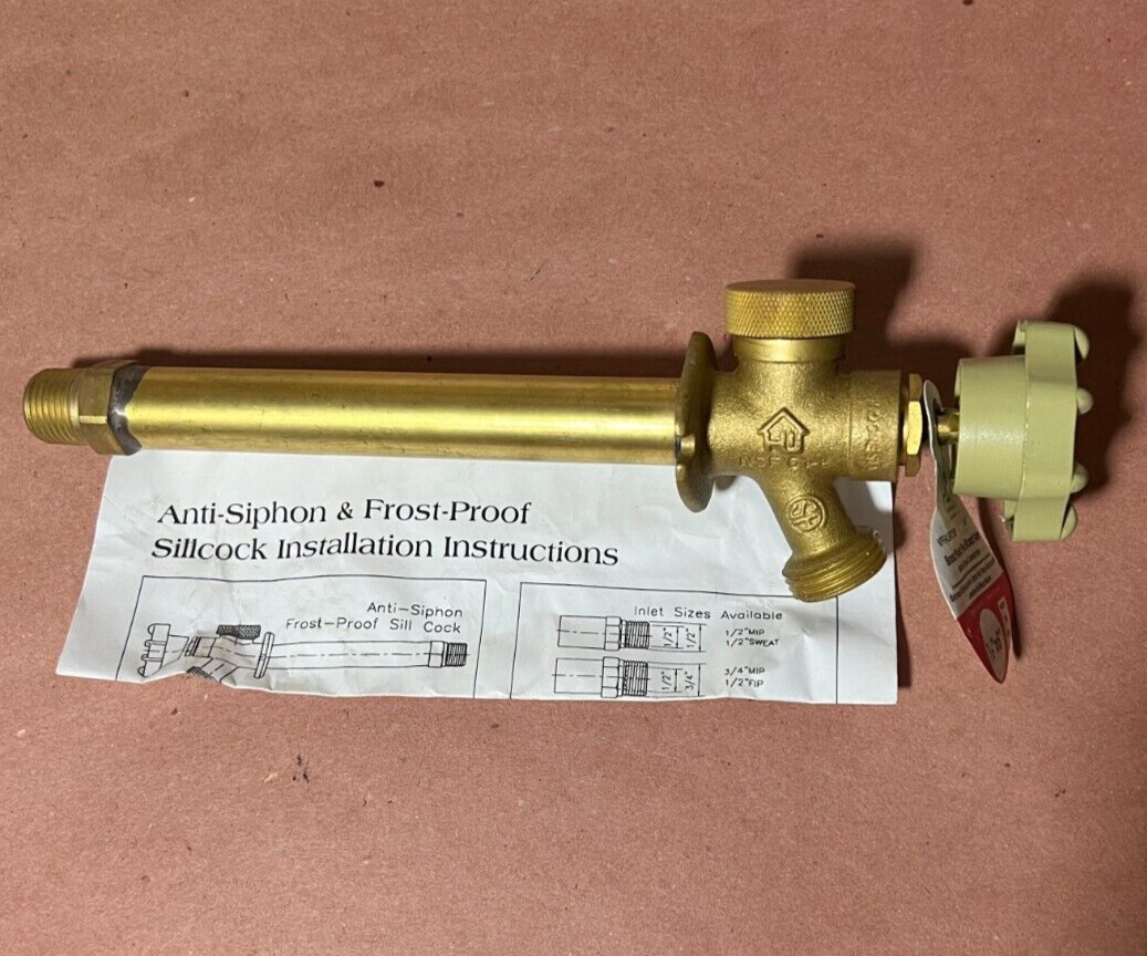 Homewerks VFFASPC13B 1/2″ Male IPS x SWT Pipe Anti-Siphon Frost Free Sillcock 8″