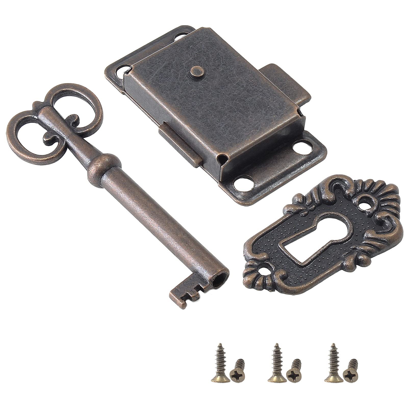 Antique Cabinet Lock Flush Mount Case Box Lock with Key for Chest Cupboard