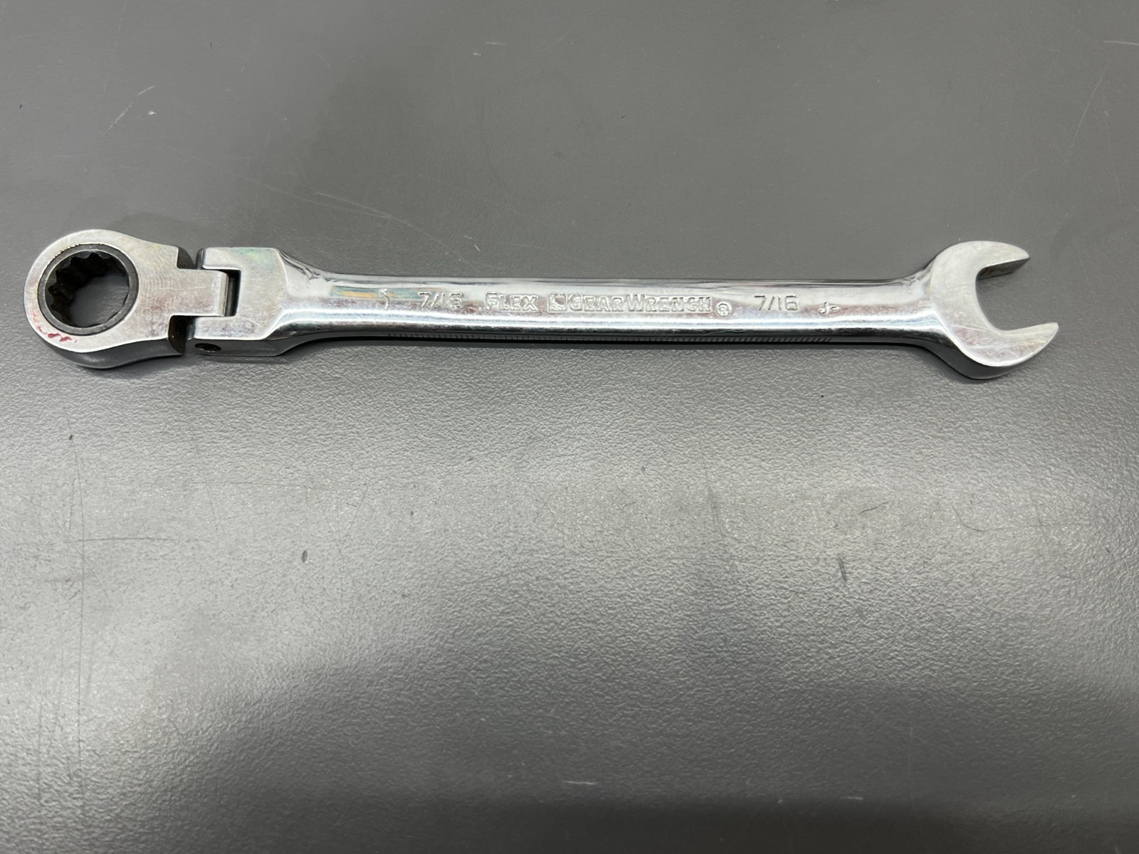 (r) GEARWRENCH SAE 7/16″ FLEX HEAD RATCHETING COMBINATION WRENCH VGC