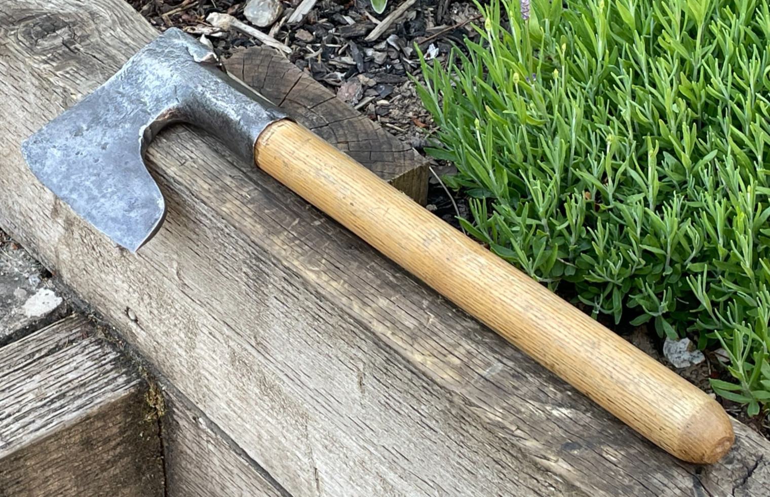 Vintage Antique Bearded 3 lb Side Axe Wood Chopper Old Tool