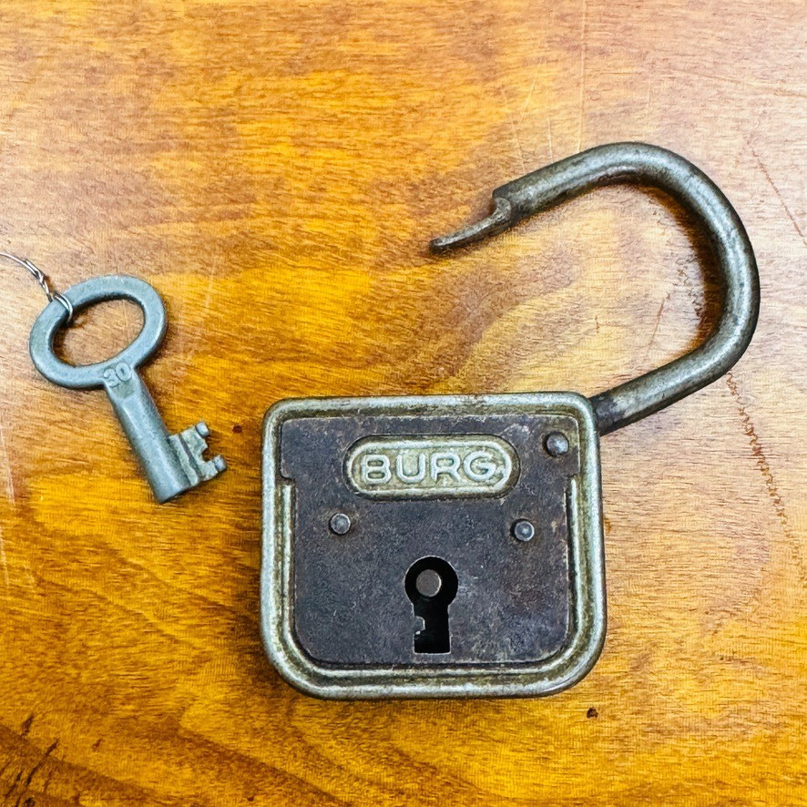 Antique Burg Padlock And Key Germany Works Perfectly
