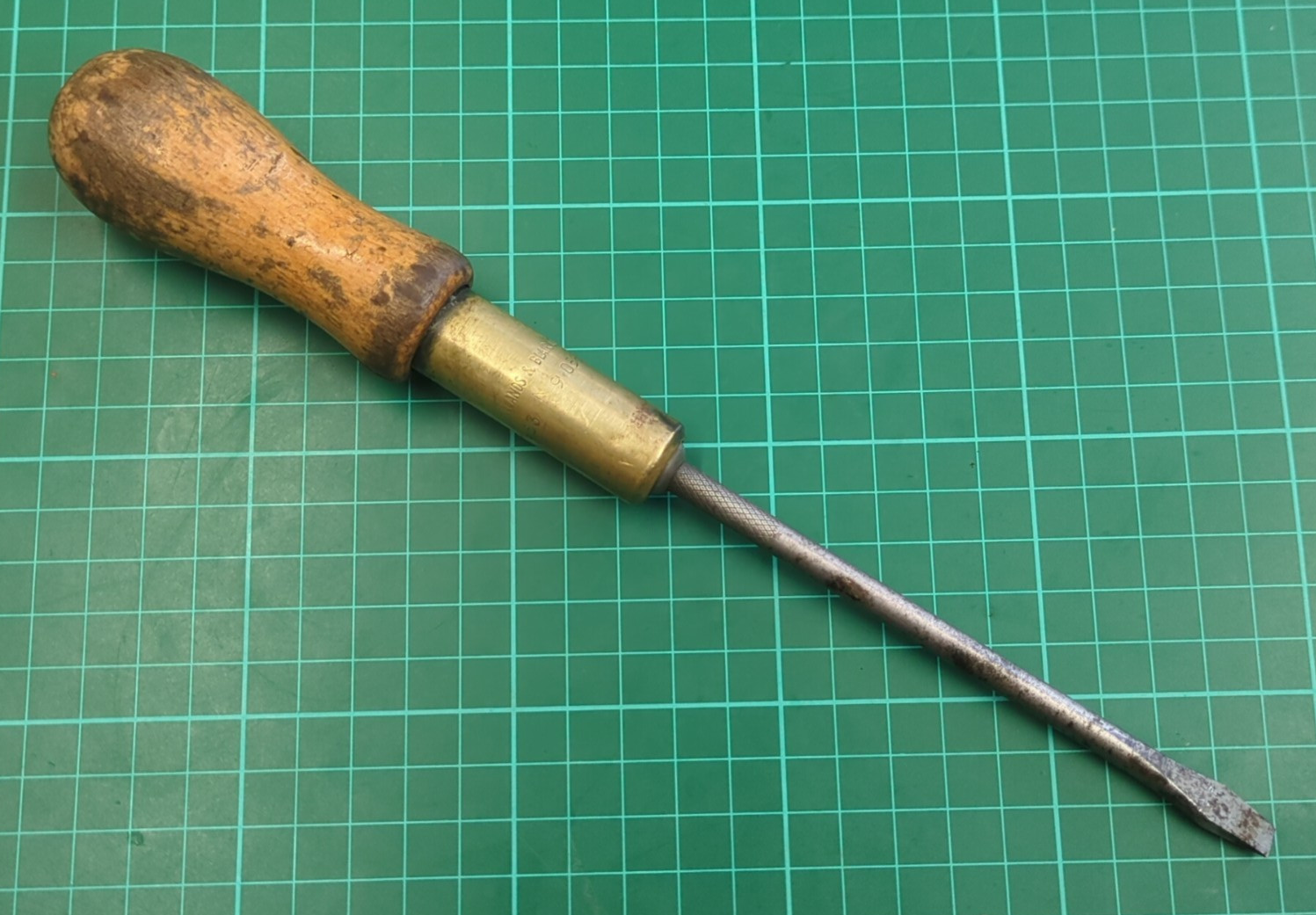 Vintage 1963 Hollands & Blair Ltd 10″ Ratchet Slotted Screwdriver Ex MOD ^