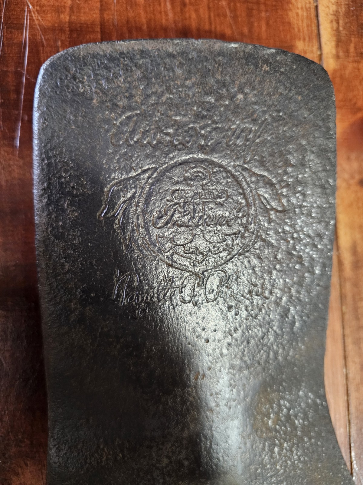 Single bit Embossed PLUMB “Anchor Brand” Autograf Fayette R. Plumb Axe Head
