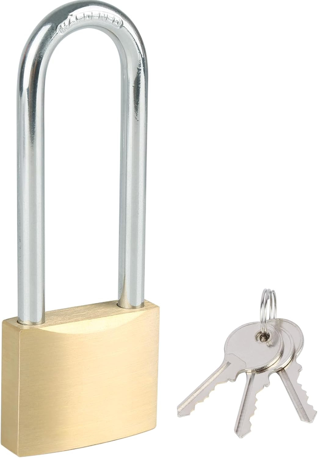 Solid Brass Padlock with 3 Keys, 3Inch Long Shackle Locker Lock, 1-9/16″(40Mm) W