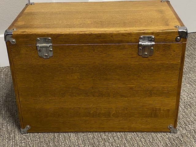 Vtg Grizzly Solid Red Oak 6 Drawer Felt Lined Machinist Tool Box 18″x 13″x 11″