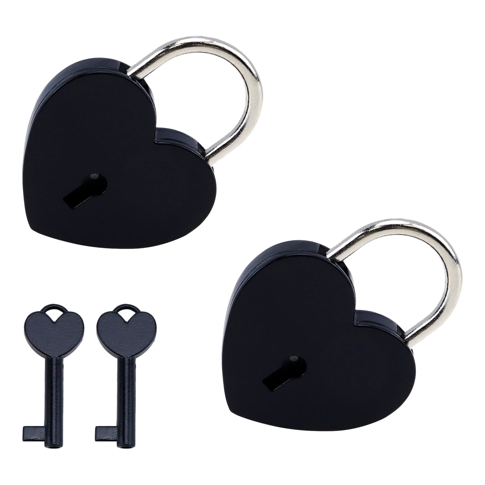 2 Pack Metal Heart Shaped Padlock with Key for Jewelry Storage Box Diary Book