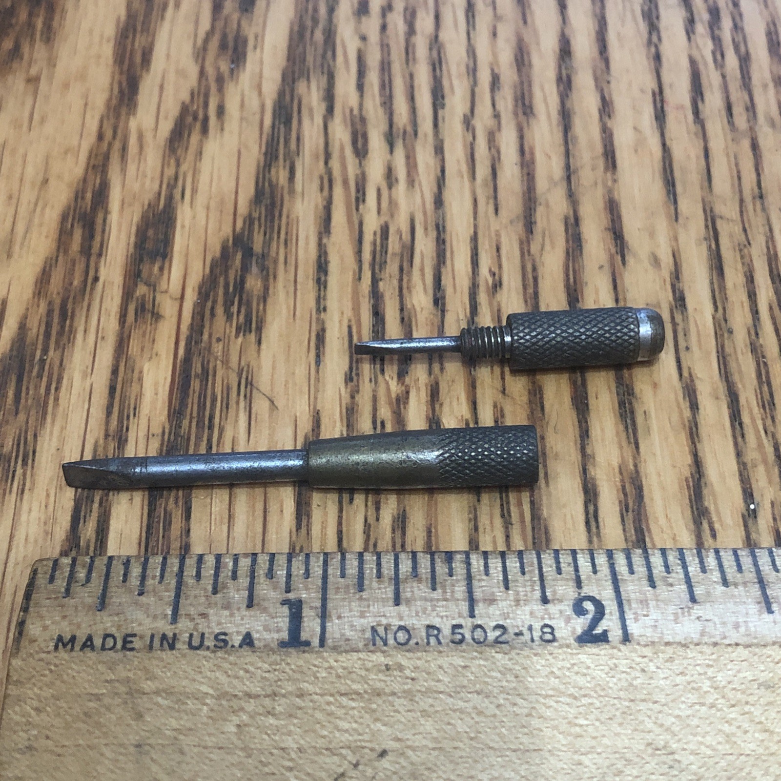 Vintage 2 in 1 Brass Collectible Screwdriver with Interchangeable Sizes ! Look !
