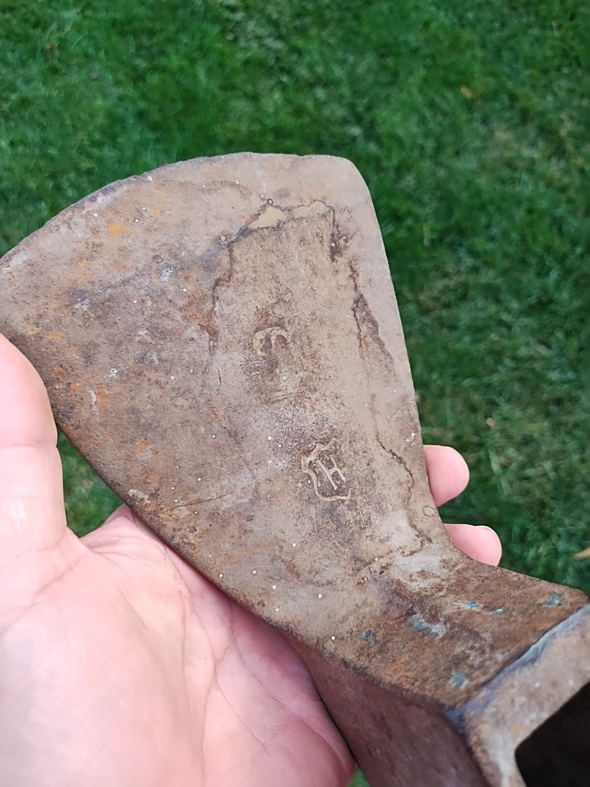 Antique Primitive Hewing Hubbard Railroad Adze Axe Head H Shield Brand 4.5 lbs